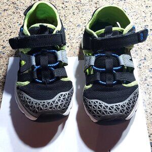 Size 12.5 - Stride Rite - Tennis Shoes - Black & Grey with green	VVGUC